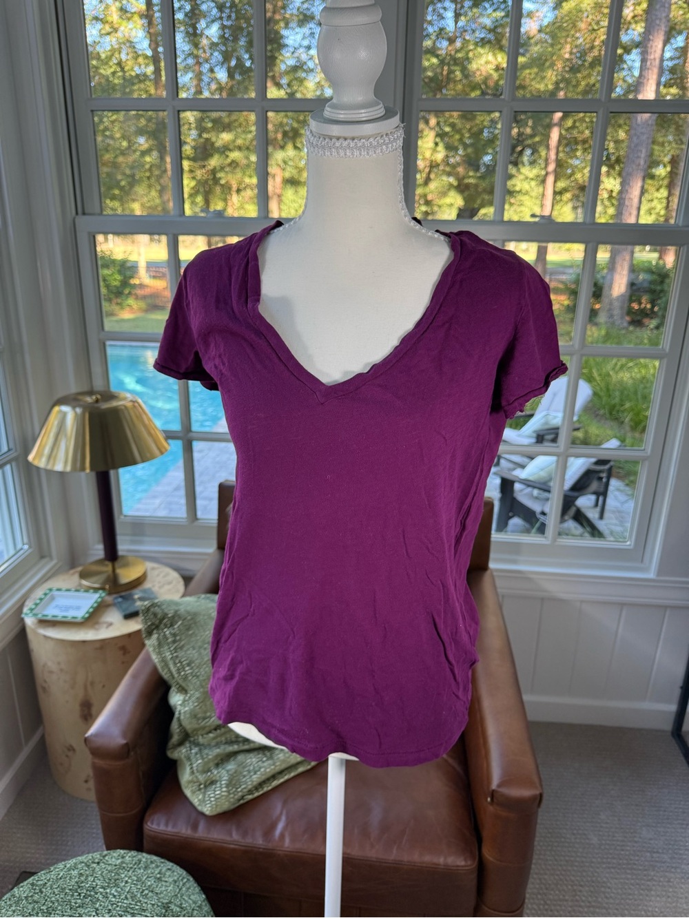 J. Crew Plum V-Neck Short Sleeve Tee
